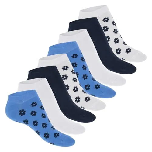 Footstar Damen Motiv Sneaker Socken (8 Paar) Kurze süße Söckchen mit Mustern - Floral 39-42