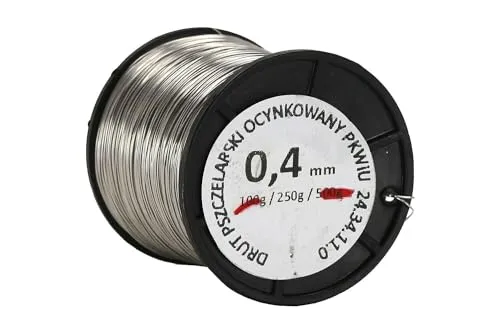 Verzinkter Draht für Rähmchen - 0,4 mm - Länge: ca. 250 m - Spule 250 g - Rostfrei - Draht für Bienenstockrahmen - Imkerei - Landwirtschaft - Industrie