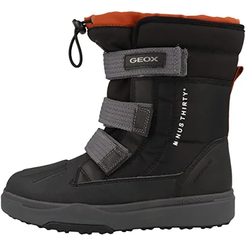 Geox Jungen J Bunshee Pg Boy B A Stiefel - Black Rust, 30 EU - Wanderschuhe mit flachem Absatz und atmungsaktivem Polyesterfutter, ideal für Abenteuer im Freien.