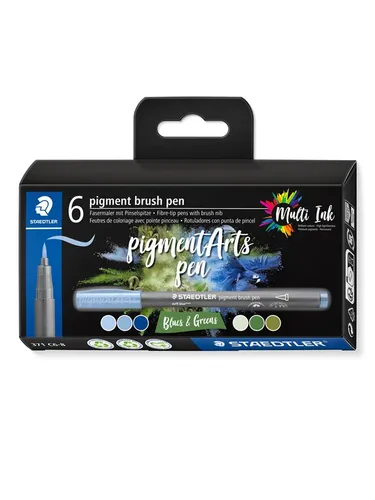 STAEDTLER brush pen pigment Arts - Premium-Zeichentusche mit Pinselspitze, wasserfest und schnelltrocknend, ideal für kreative Maltechniken und Illustrationen