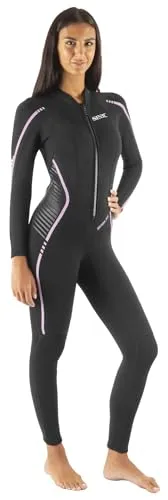 SEAC Invidia Lady, 3 mm Neopren, Ultrastretch, einteiliger Neoprenanzug mit Frontreißverschluss zum Tauchen, Schnorcheln und Freitauchen, schwarz, M