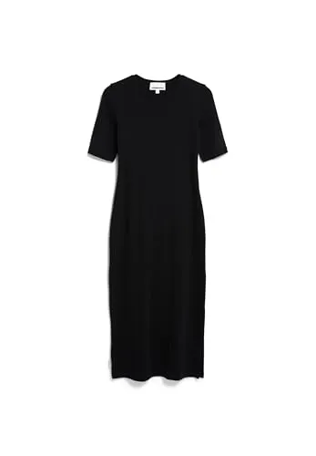 Armedangels Damen Sehaaraa Kleid - Midi-Länge aus Biobaumwolle (Größe S, schwarz) - Kleider: Bequemes Jersey-Kleid aus nachhaltiger Biobaumwolle, ideal für den Alltag und umweltfreundlich.