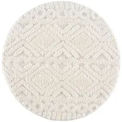 carpet city Hochflor Teppich Rund Creme 120 cm in weiß von Carpet City