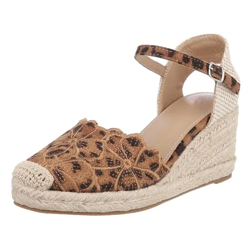 Ital Design Damenschuhe Pumps Keilpumps, 55-A04-, Textil, Braun Beige, Gr. 38