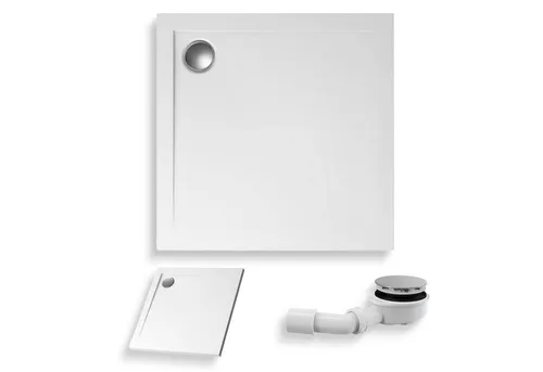 Duschwanne Quadratisch 80x80 cm mit Ablaufgarnitur - Moderne Duschwanne mit antibakterieller Oberfläche und rutschsicherem Design. Ideal für barrierefreie Badezimmer, leicht zu reinigen und mit 10 Jahren Herstellergarantie.