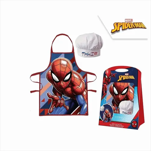 Spiderman Kochset Schürze Mütze Spider-Man Chefkoch
