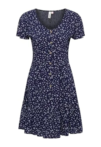 Ragwear THALASKA, Midnight, XL - Damen-Kleider: zauberhaftes Sommerkleidchen, kurz geschnitten mit Rundhalsausschnitt und Knopfleiste, PETA-zertifiziert und vegan hergestellt – perfekt für jeden Anlass!