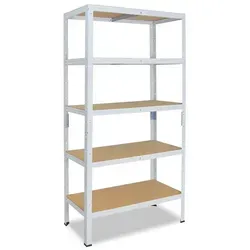 shelfplaza Schwerlastregal HOME, 230x70x45cm weiß, 5 Böden, Kellerregal, Garagenregal, Steckregal weiß 70 cm x 230 cm x 45 cm