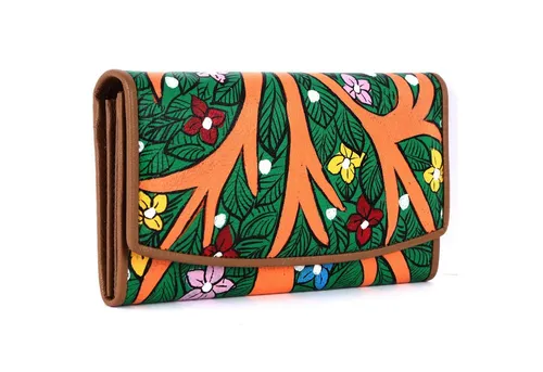 Mercano Geldbörse für Damen mit handbemalten Blumenmuster - Elegante Geldbörse aus Echtleder mit RFID-Schutz und vielseitigen Fächern. Ideal als Geschenk in schöner Box.