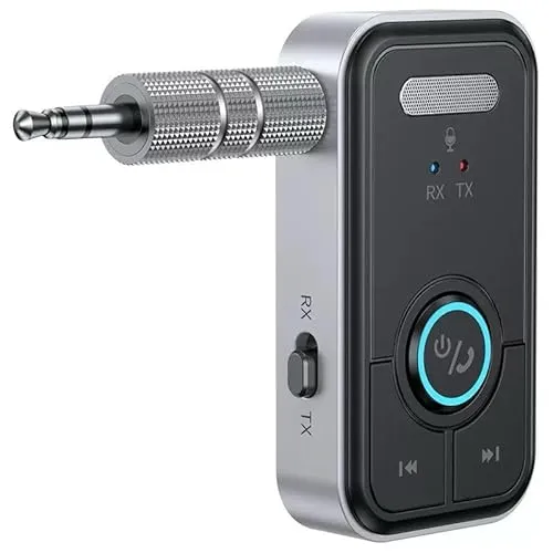 VoKs Bluetooth 5.3 Audio Empfänger Adapter, 3,5 mm AUX Klinke & USB, Rauschunterdrückung, 10m Reichweite, TX/RX Modus für Auto, Kopfhörer, Lautsprecher, Box