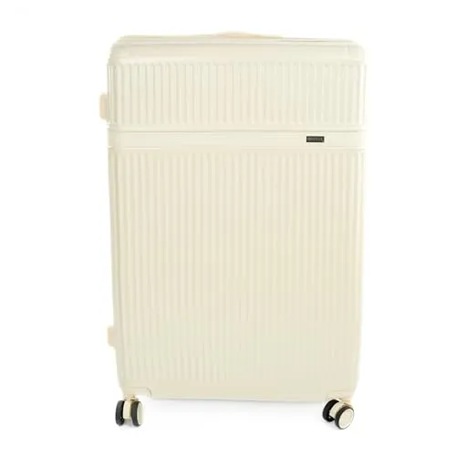 Solier Hartschalenkoffer – Reisetrolley mit 4 Rollen, Zahlenschloss und Teleskopgriff – Rollkoffer Hardcase Gepäck (Hellbeige, 28' XL)