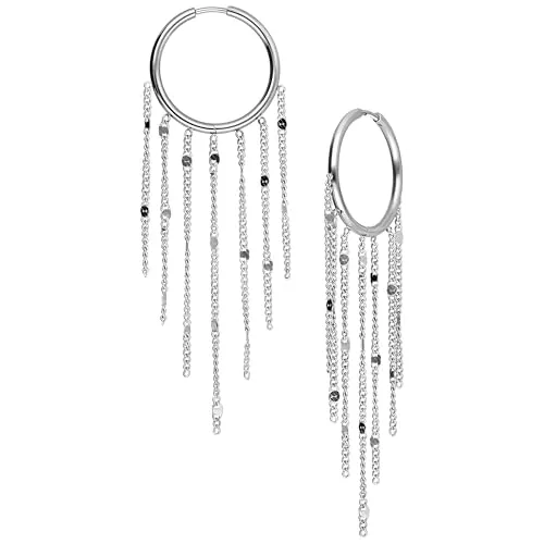 Wildcat Ohrringe - Tassle Hoops Pairs - Chirurgenstahl 316L - Hochwertige Tassle Hoops aus Chirurgenstahl 316L, wasserfest und langlebig. Perfekt für jeden Look – ob rockig oder elegant. Setze Akzente mit diesem vielseitigen Schmuckstück!
