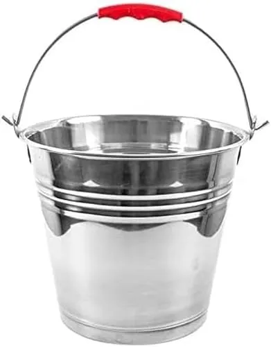 Solide Edelstahleimer Kücheneimer mit Kunstoffgriff Veschiedene Größen 5L 7L 10L 12L 16L Eimer Edelstahl Wassereimer Rostfrei Industrieeimer (7L)