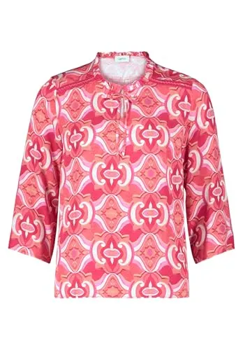 Schlupfbluse CARTOON – Casual-Bluse mit Rüschen für Damen - Modische Bluse aus 100% Viskose, ideal für entspannte Sommertage. Lässig geschnitten mit grafischen Details für einen femininen Look.
