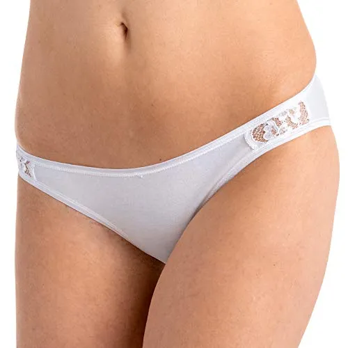 HERMKO 503270 3er Pack Damen Mini Slip mit schöner seitlicher Spitze, Farbe:weiß, Größe:40/42 (M)