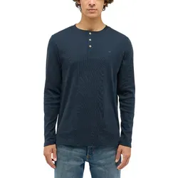 Langarmshirt MUSTANG Herren Style Arminto - Blau (Navy) - Herren-Shirts aus 100% Baumwolle mit Slim Fit für maximalen Tragekomfort. Lässig und vielseitig kombinierbar, ideal für jeden Anlass!