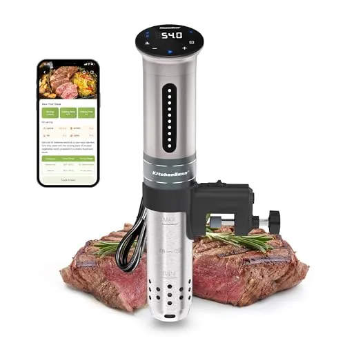 KitchenBoss Sous Vide Stick Garer 1100W - Präzisionskocher mit Wi-Fi-Steuerung über die 
