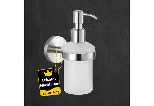 Produktbild Bürstenking Seifenspender 200 ml Edelstahl matt – Wandmontage