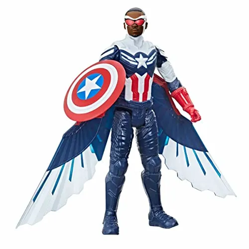 Marvel Studios Avengers Titan Hero Serie Captain America Action-Figur - 30 cm, mit abnehmbaren Flügeln und Schild, perfekt für kleine Superhelden ab 4 Jahren