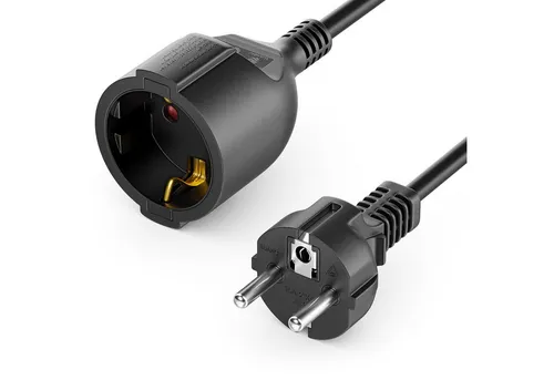 deleyCON 3,0m Verlängerungskabel Stromkabel Verlängerung Netzkabel Stromkabel