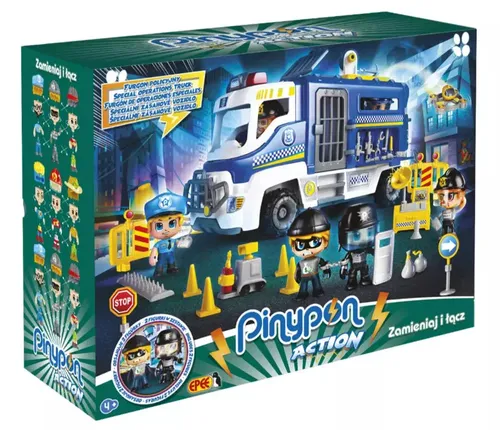 Playset Pinypon Action Special Operations Truck Famosa - LEGO® Polizeifahrzeug mit 2 Figuren und 25 Zubehörteilen für actionreiche Verfolgungsjagden, ideal für kreative Rollenspiele ab 4 Jahren.