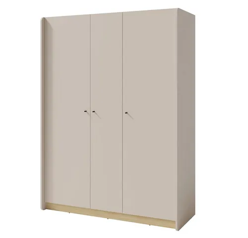 Lomadox Kleiderschrank ALAMO-133 sandbeige mit Eiche Nb., 3-türig, 1 Kleiderstange