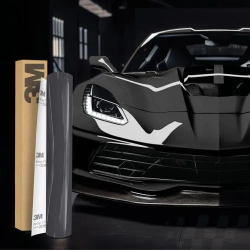 3M 2080 Car Wrapping Folie 30x152cm Selbstklebende Autofolie für Auto Motorrad Boot 3D Lackschutzfolie mit Luftkanälen zum Folieren (HG81 High Gloss Meteor Gray)