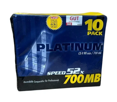 10x Platinum CD-R 700 MB CD-Rohlinge 80 Minuten Aufnahmezeit 52x Speed Slimcase