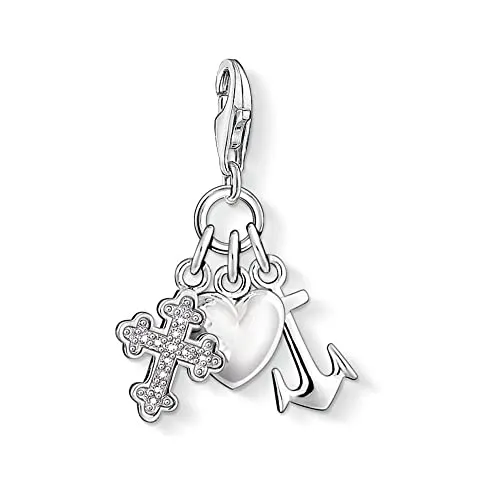 Thomas Sabo Damen Charm-Anhänger Glaube Liebe Hoffnung Kreuz Herz Anker 925 Sterling Silber 0409-051-14