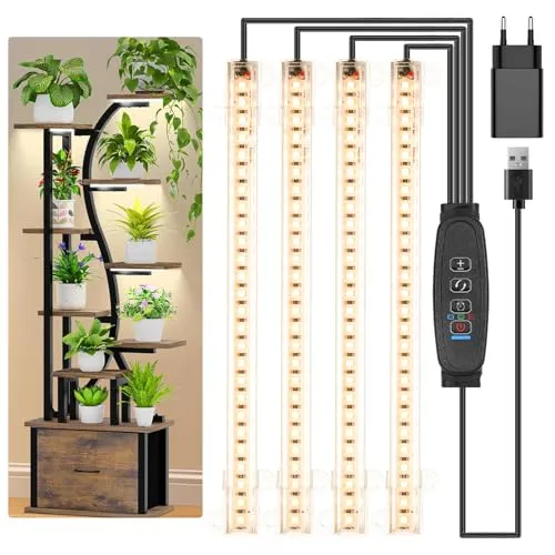 Hywyimlait 4-köpfiges 22CM-LED-Wachstumslicht, Wachstumslampen für Zimmerpflanzen, Vollspektrum 3500 K, 104 LEDs, Pflanzenlicht mit 10 dimmbaren Stufen, 3/9/12-Stunden-Timer für Sukkulenten-Setzlinge