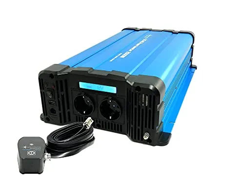SOLARTRONICS Spannungswandler FS2500D 12V 2500 Watt mit Display - Wechselrichter 12v auf 230v - Reiner Sinus - LiFePO4/Lithium, Blei-, Gel oder AGM-Batterie kompatibel - USB - mit Fernbedienung