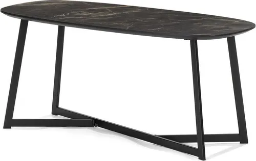 Design Couchtisch TURIN 90cm - Elegante Marmor-Optik - Tische & Stehtische: Moderner Couchtisch mit stilvollem dunklen Marmor-Design und robustem Metallgestell, ideal für jedes Wohnzimmer.