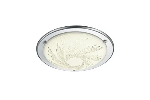 Trio Leuchten LED Deckenleuchte 677312007 Romadour, Metall Nickel matt, Glas weiß gemustert, 20 Watt LED, Switch Dimmer