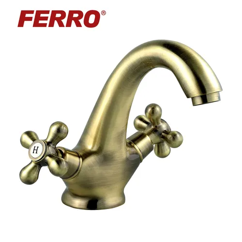 Produktbild FERRO Bronze Zweigriff Waschtischarmatur Badarmatur Wasserhahn für Waschbecken
