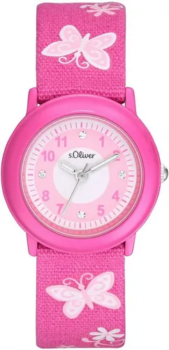 s.Oliver Mädchen Quarzuhr Analog mit Textilarmband, Pink von s.Oliver