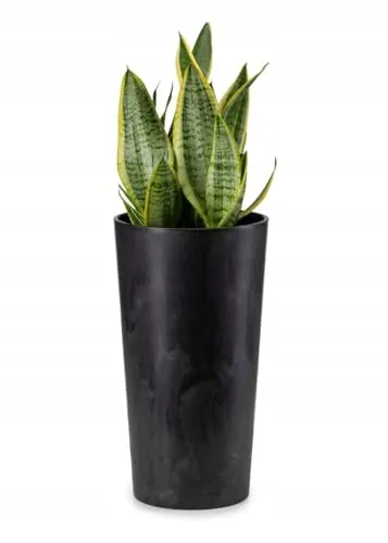 HowHomely Blumentopf Gross Hoch 47 cm mit Pflanzkübel Einsatz 26 cm Durchmesser - Schwarz Pflanzkübel Groß aus Kunststoff für Deko Wohnzimmer Garten oder Terrasse