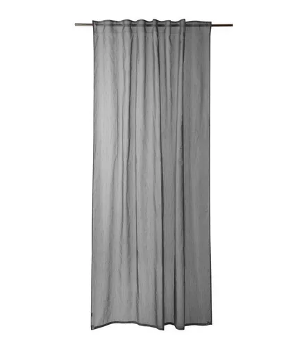 Home4You Vorhang 140 x 245 cm in Anthrazit mit Querbalken - Der halbtransparente Vorhang von Home4You in Anthrazit sorgt für eine helle Atmosphäre und setzt stilvolle Akzente. Mit verdeckten Schlaufen ist er pflegeleicht und passt perfekt zu modernen Wohnstilen.
