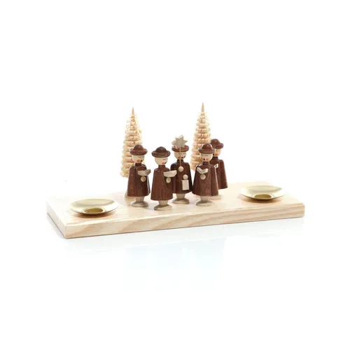 Rudolphs Schatzkiste Kerzenhalter Kurrende - 10 cm Hoch - Weihnachtlicher Zierschmuck aus dem Erzgebirge mit 5 filigranen Kurrendesängern. Schaffen Sie eine gemütliche Atmosphäre in Ihrem Zuhause mit diesem handgefertigten Kerzenhalter.