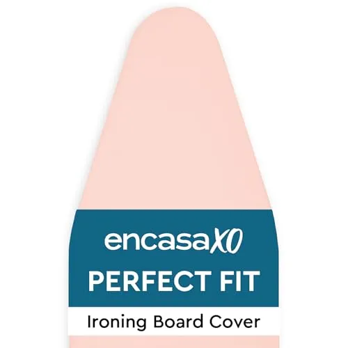 Encasa XO Mini-Bügelbrettbezug mit extra dicker Unterlage, Unifarben, Gummizug, (Passt zu Standard Large Boards von 125x39 cm) Hitzereflektierend - Pulver rosa