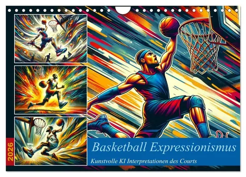Marco Warstat | Basketball Expressionismus Kalender - 14-seitiger Kalender mit kunstvollen KI-Interpretationen von Basketball-Visionen, perfekt für Kunstliebhaber und Sportfans.