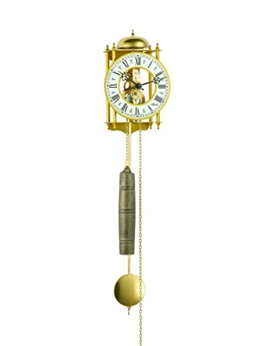 Hermle Wanduhr aus Schmiedeeisen, 62cm x 15cm, Gold-Design - Wanduhren mit mechanischem Uhrwerk, stilvolles Gold-Design für elegante Wohnräume.