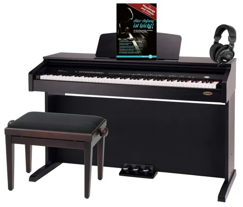 Classic Cantabile DP-210 RH E-Piano Set - E-Piano mit 88 Tasten und Hammermechanik, inklusive Bank, Kopfhörer und Notenschule – ideal für Einsteiger und Fortgeschrittene.
