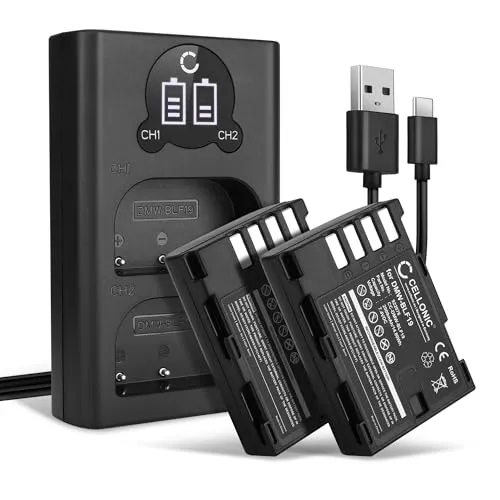 CELLONIC 2X Akku kompatibel mit Panasonic Lumix DC-G9, DC-GH5, DMW-BLF19 | 2000mAh, 7.4V, Lithium-Ionen für Panasonic Lumix DC-GH5s, DMC-GH3, DMW-BLF19E, DMW-BLF19PP
