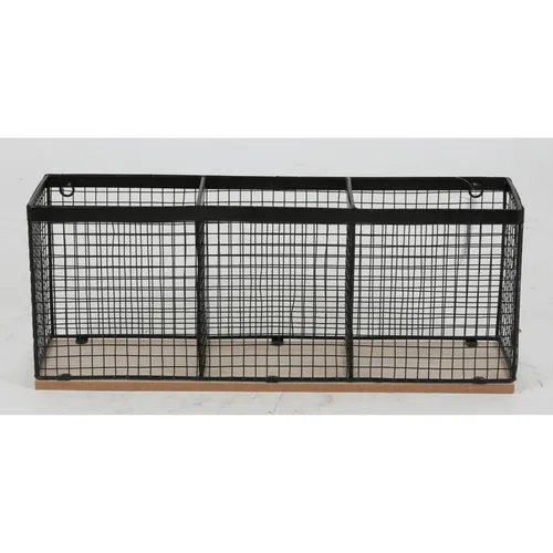 6x Regal mit Drahtkörben – Vielseitiges Aufbewahrungsregal - Praktisches Wandregal mit 3 Fächern aus Holz und Metall, ideal für jeden Raum. Kompakt in der Größe 40x16x10 cm, bietet Platz für Dekoration und Utensilien.