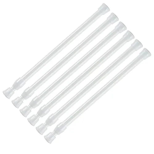 TSKDKIT 6 PCS Gardinenstange Ausziehbar, Vorhangstange ohne bohren, Verstellbare Teleskopstange Klemmstange zum Ausziehen durch Drehen für Schrank, Fenster, Küche, Store, DIY-Projekte(18-28cm, Weiß)