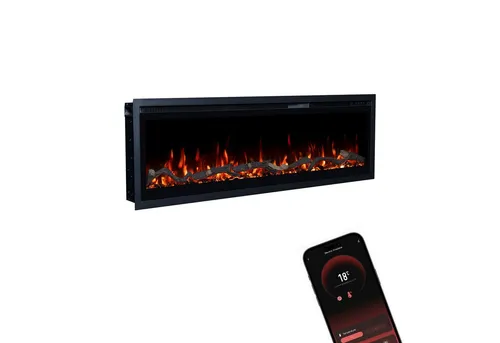 GLOW FIRE Elektrokamin GF Kamineinsatz Core - 3D Flammenspiel mit Fernbedienung - Elektrokamin mit realistischem 3D Flammenspiel, Heizleistung bis 1800 W und einfacher Steuerung per Fernbedienung oder Smart-App. Ideal für Wandmontage oder freistehend.