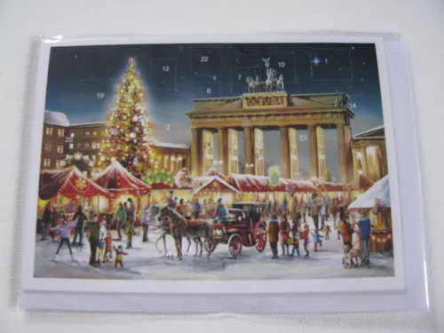 Nostalgische Adventskalender Karte Brandenburger Tor Sellmer Verlag