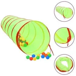 vidaXL Spieltunnel mit 250 Bällen Grün - 175 cm Polyester - Sonstige Sportspiele mit langlebigem Polyester, wasserfest und reißfest. Inklusive 250 bunten Bällen für endlosen Spielspaß und einfache Lagerung in Tragetasche.