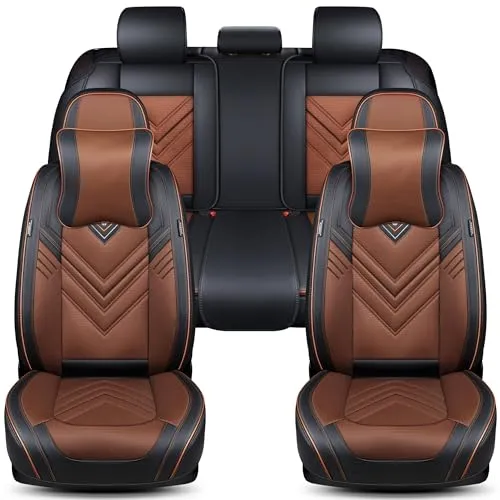 Toyota Camry 7 Schonbezüge Schwarz/Braun (2011-2019) - Hochwertige Sitzbezüge für Toyota Camry 7, atmungsaktiv und abwaschbar, mit einfacher Installation und Seitenairbagkompatibilität. Schützen Sie Ihre Sitze stilvoll!