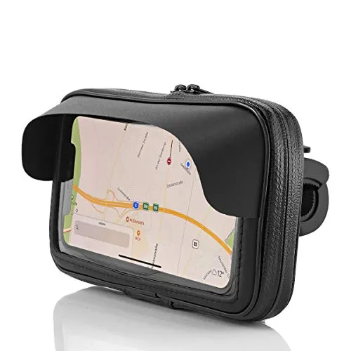 MidGard Spritzwassergeschützte Universal Fahrrad- und Motorrad-Halterung für Smartphones - SICHERER HALT — Schützt Smartphones bis 5,7 Zoll vor Witterungseinflüssen. IDEAL FÜR NAVIGATION — Flexible Halterung für Hoch- oder Querformat. ROBUSTE QUALITÄT — Stoßfest und leicht zu montieren, perfekt für jeden Einsatz.